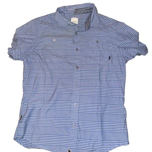 Split Co USA Men’s Button Down Short Sleeve Shirt Size Medium Blue Gray - Picture 1 of 7